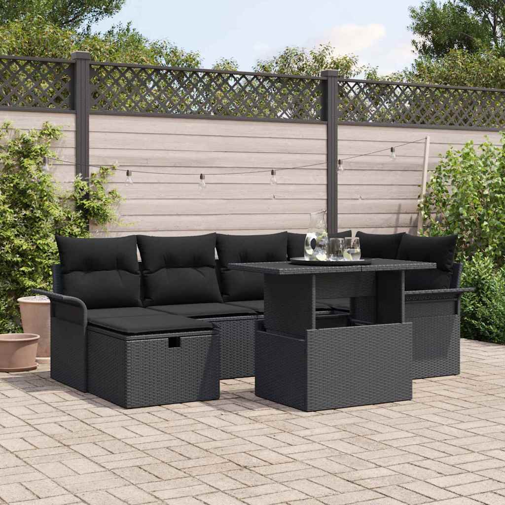 Tuin Sofa Set Met Kussen Met Opslag 7 Pcs Poly Riet