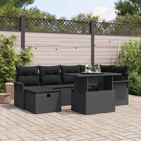 Tuin Sofa Set Met Kussen Met Opslag 7 Pcs Poly Riet
