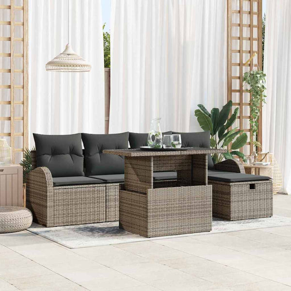 Tuin Sofa Set Met Kussen Met Opslag 6 Pcs Poly Riet