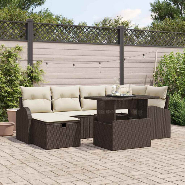 Tuin Sofa Set Met Kussen Met Opslag 7 Pcs Poly Riet