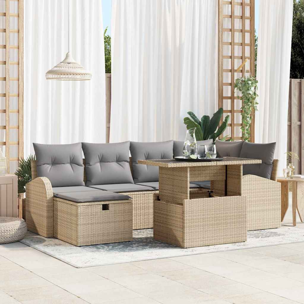 Tuin Sofa Set Met Kussen Met Opslag 7 Pcs Poly Riet