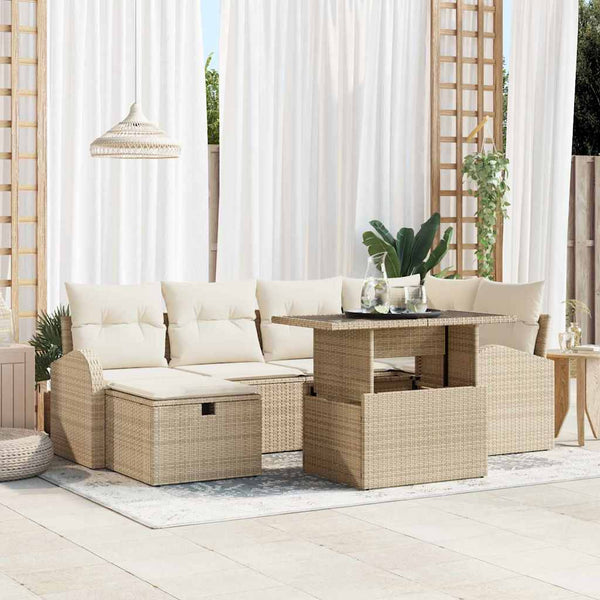 Tuin Sofa Set Met Kussen Met Opslag 7 Pcs Poly Riet