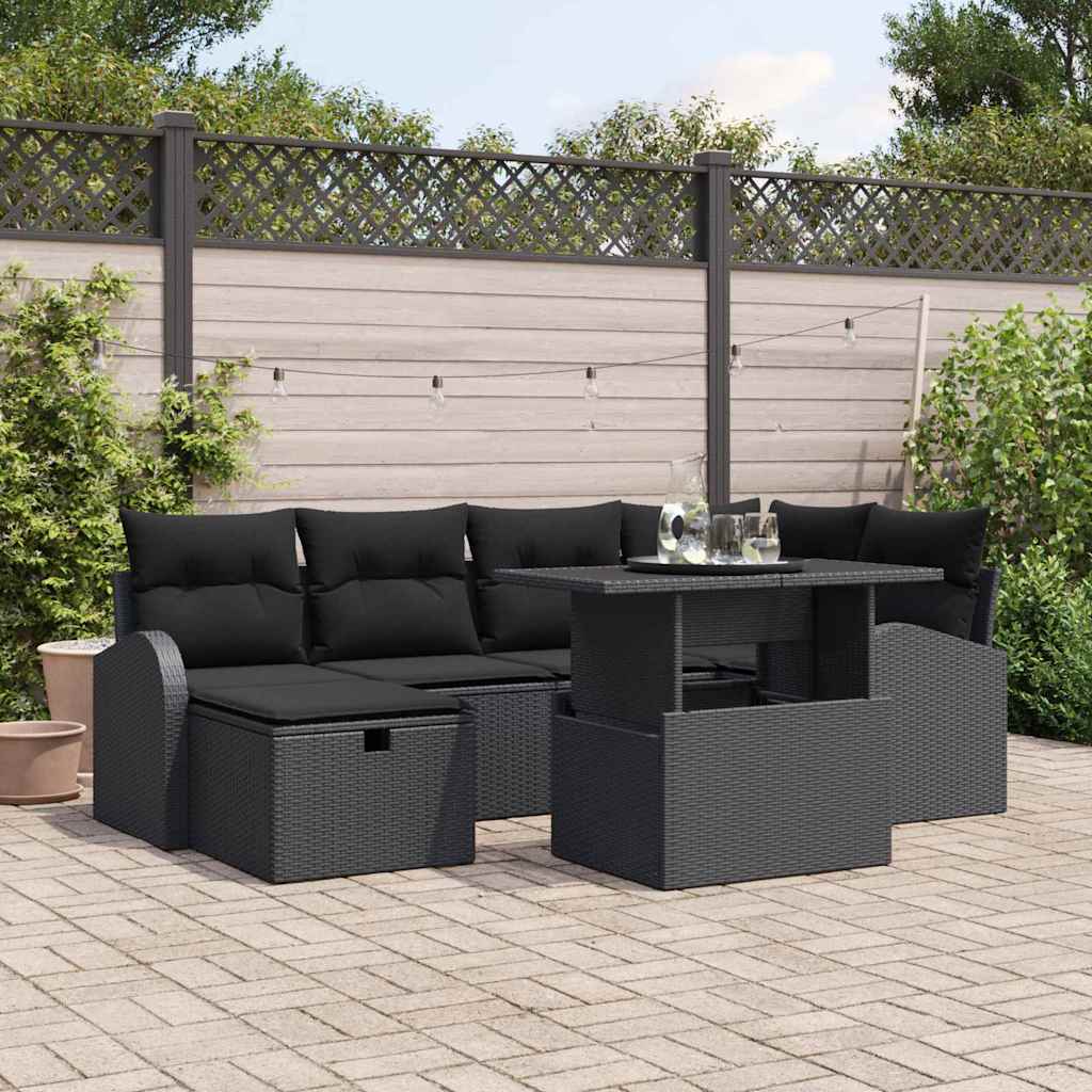 Tuin Sofa Set Met Kussen Met Opslag 7 Pcs Poly Riet