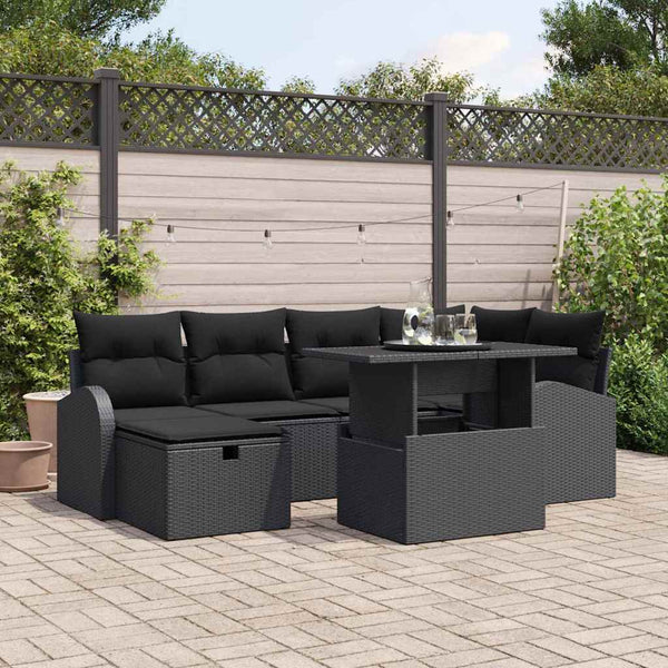 Tuin Sofa Set Met Kussen Met Opslag 7 Pcs Poly Riet