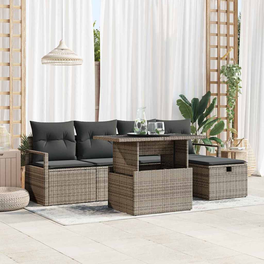 Tuin Sofa Set Met Kussen Met Opslag 6 Pcs Poly Riet