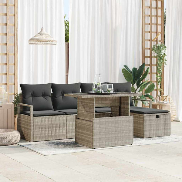 Tuin Sofa Set Met Kussen Met Opslag 6 Pcs Poly Riet