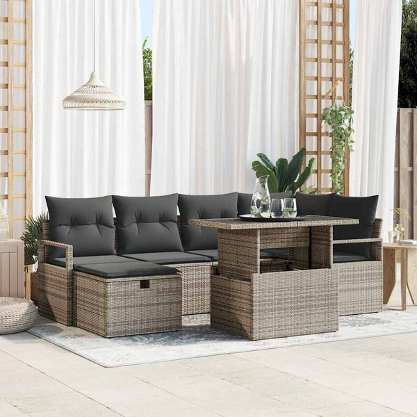 Tuin Sofa Set Met Kussen Met Opslag 7 Pcs Poly Riet
