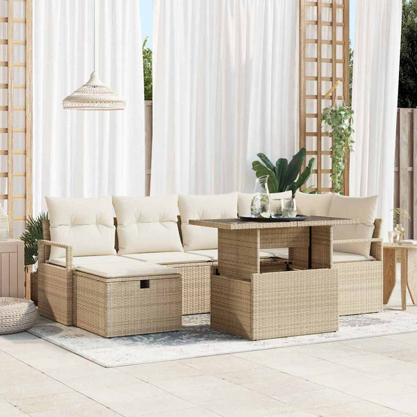 Tuin Sofa Set Met Kussen Met Opslag 7 Pcs Poly Riet