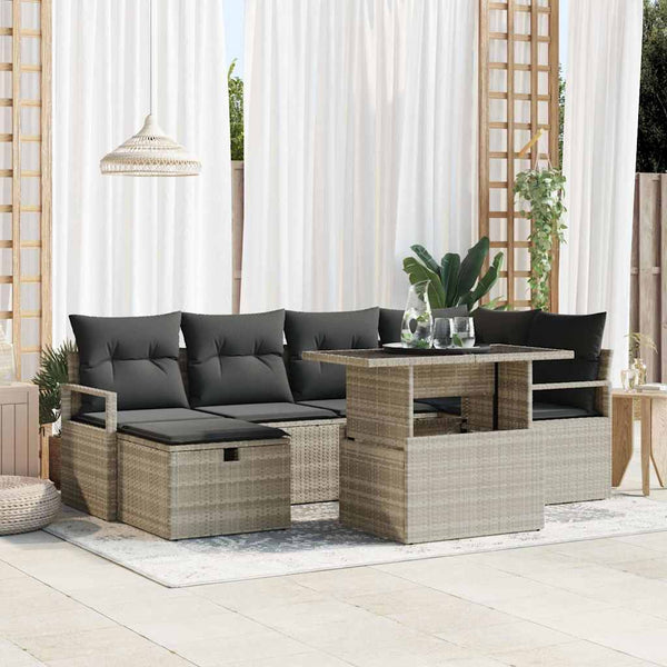Tuin Sofa Set Met Kussen Met Opslag 7 Pcs Poly Riet
