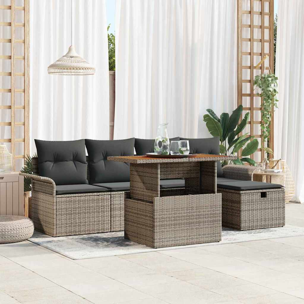 Tuin Sofa Set 6 Pcs Poly Rattan