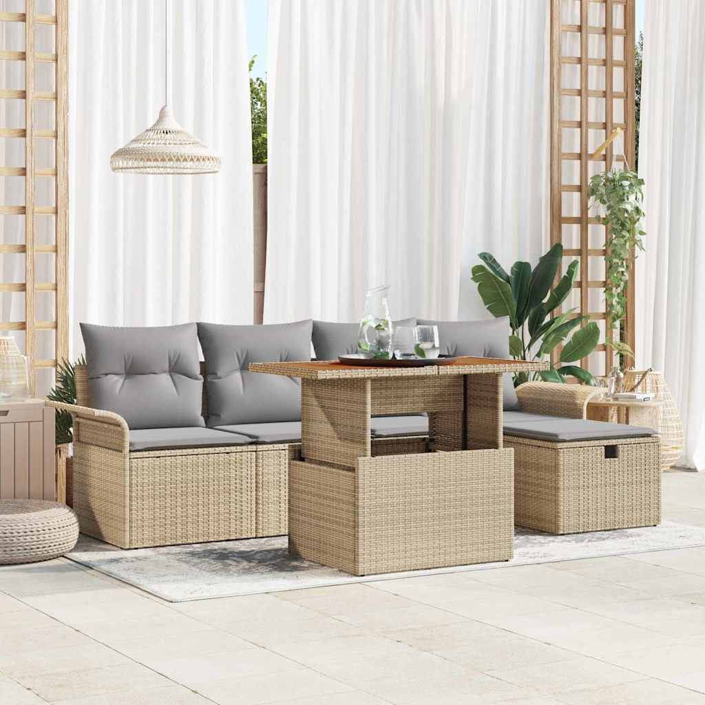 Tuin Sofa Set 6 Pcs Poly Rattan