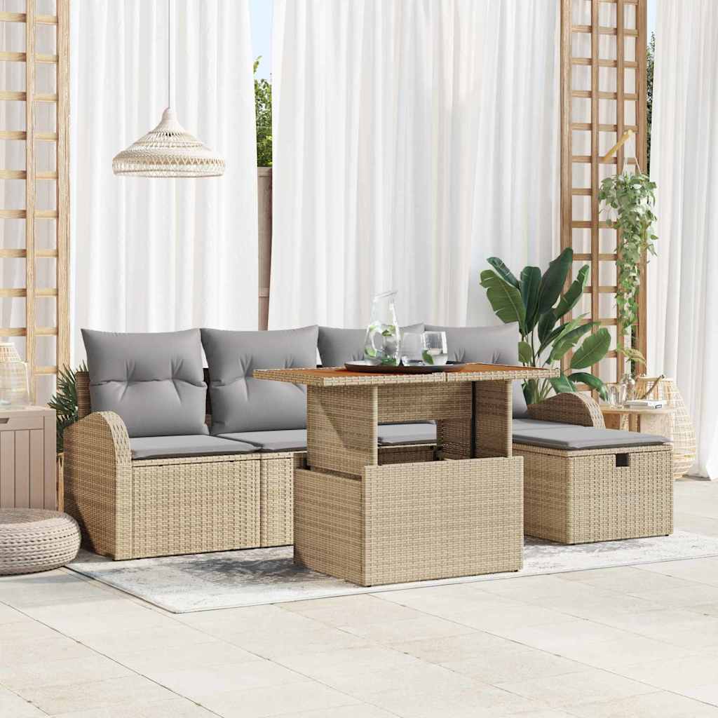 Tuin Sofa Set 6 Pcs Poly Rattan