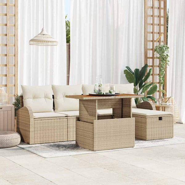 Tuin Sofa Set 6 Pcs Poly Rattan