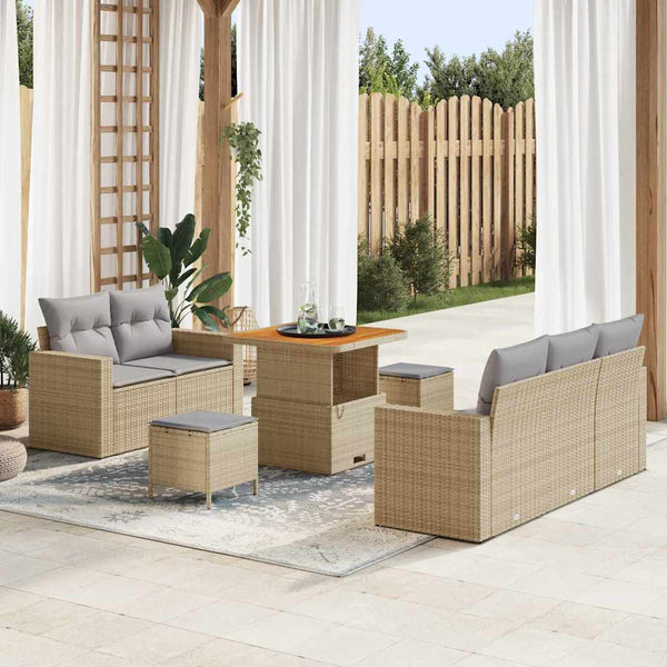 Tuin Sofa Set In Hoogte Verstelbaar 8 Pcs Poly Rattan