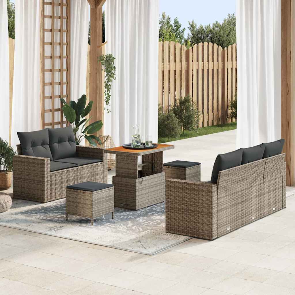 Tuin Sofa Set In Hoogte Verstelbaar 8 Pcs Poly Rattan