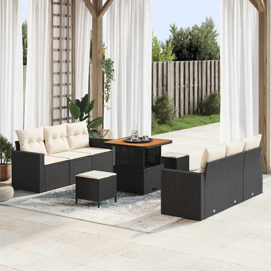 Tuin Sofa Set In Hoogte Verstelbaar 9 Pcs Poly Rattan