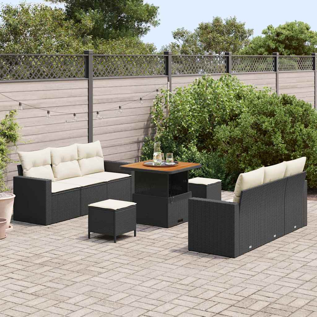 Tuin Sofa Set In Hoogte Verstelbaar 9 Pcs Poly Rattan