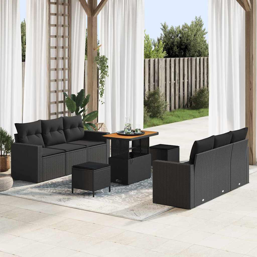 Tuin Sofa Set In Hoogte Verstelbaar 9 Pcs Poly Rattan