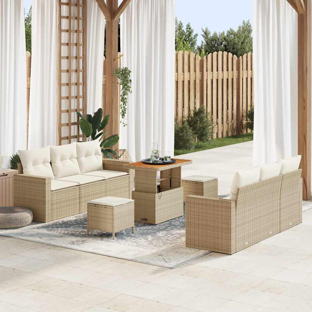 Tuin Sofa Set In Hoogte Verstelbaar 9 Pcs Poly Rattan