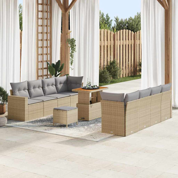 Tuin Sofa Set In Hoogte Verstelbaar 11 Pcs Poly Rattan
