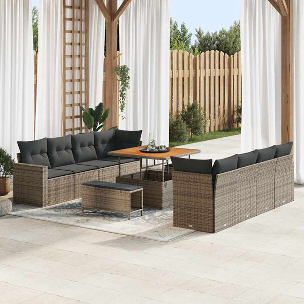 Tuin Sofa Set In Hoogte Verstelbaar 11 Pcs Poly Rattan