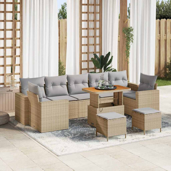 Tuin Sofa Set In Hoogte Verstelbaar 10 Pcs Poly Rattan