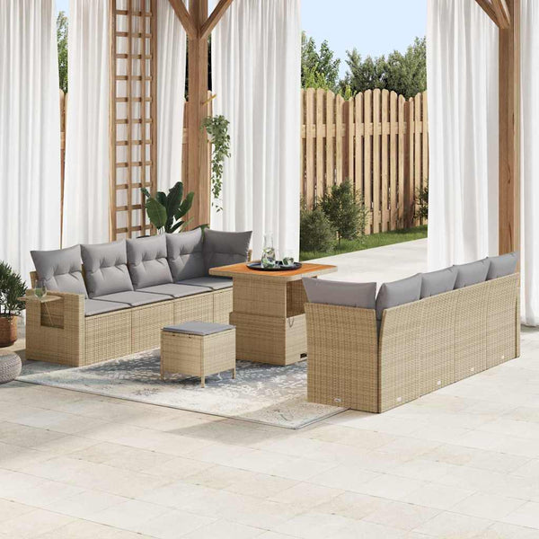 Tuin Sofa Set Met Opslag 11 Pcs Poly Riet