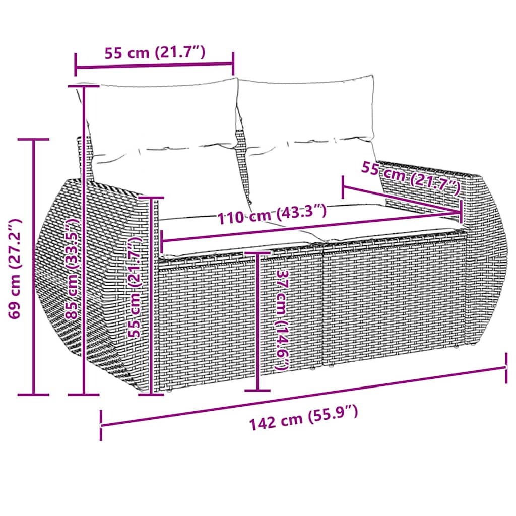 Tuin Sofa Set 10 Pcs Poly Rattan
