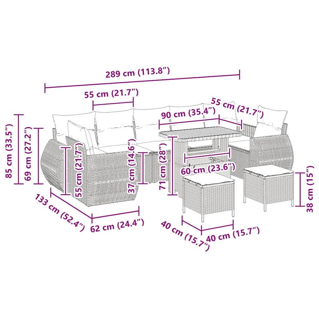 Tuin Sofa Set 10 Pcs Poly Rattan
