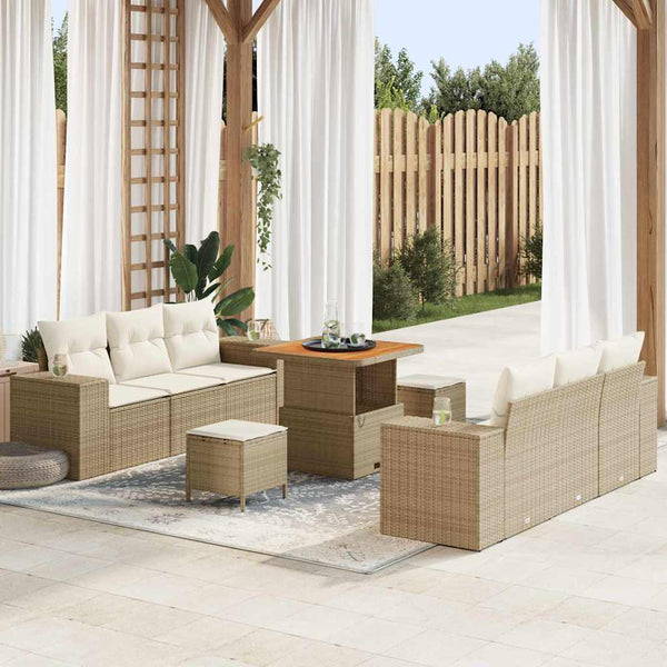Tuin Sofa Set Met Opslag 9 Pcs Poly Riet