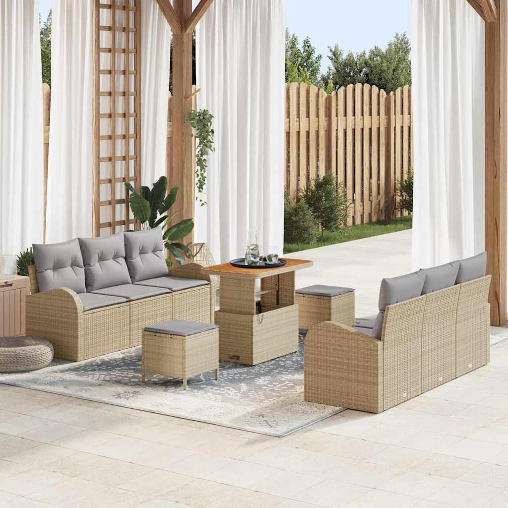 Tuin Sofa Set Met Kussen 9 Pcs Poly Riet