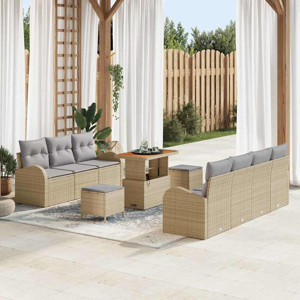 Tuin Sofa Set Met Kussen 10 Pcs Poly Riet