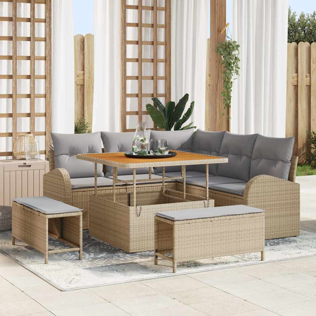 Tuin Sofa Set Met Kussen 8 Pcs Poly Riet