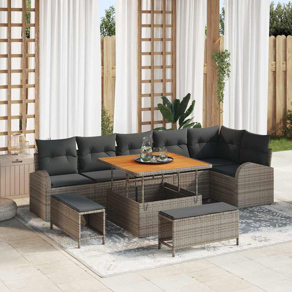 Tuin Sofa Set Met Kussen 9 Pcs Poly Riet