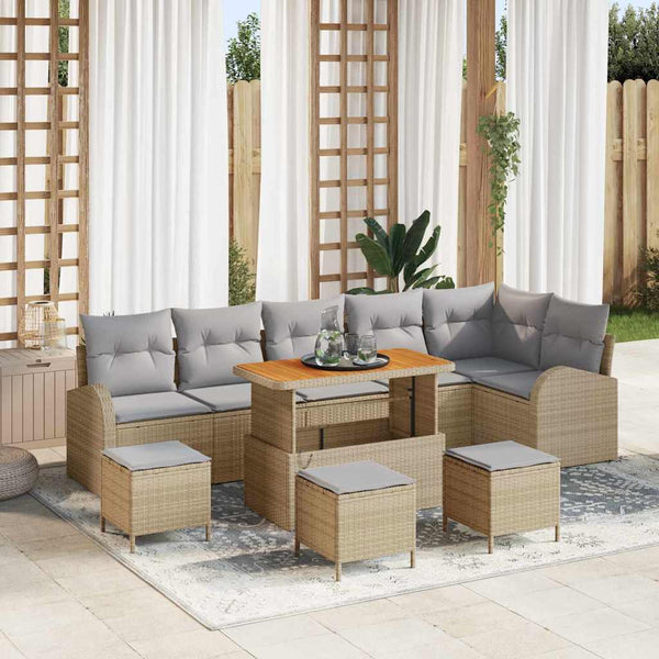 Tuin Sofa Set Met Kussen 9 Pcs Poly Riet