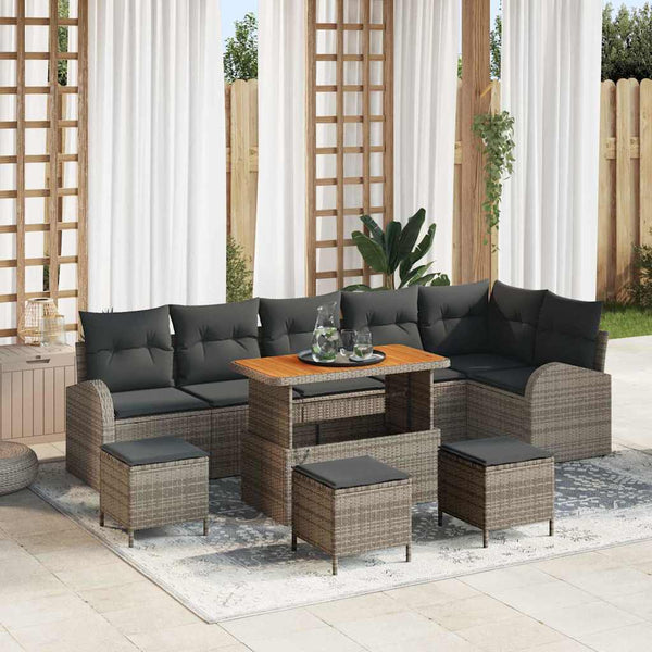 Tuin Sofa Set Met Kussen 9 Pcs Poly Riet