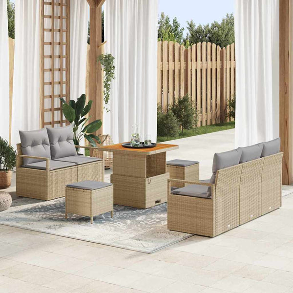 Tuin Sofa Set Met Kussen 8 Pcs Poly Riet