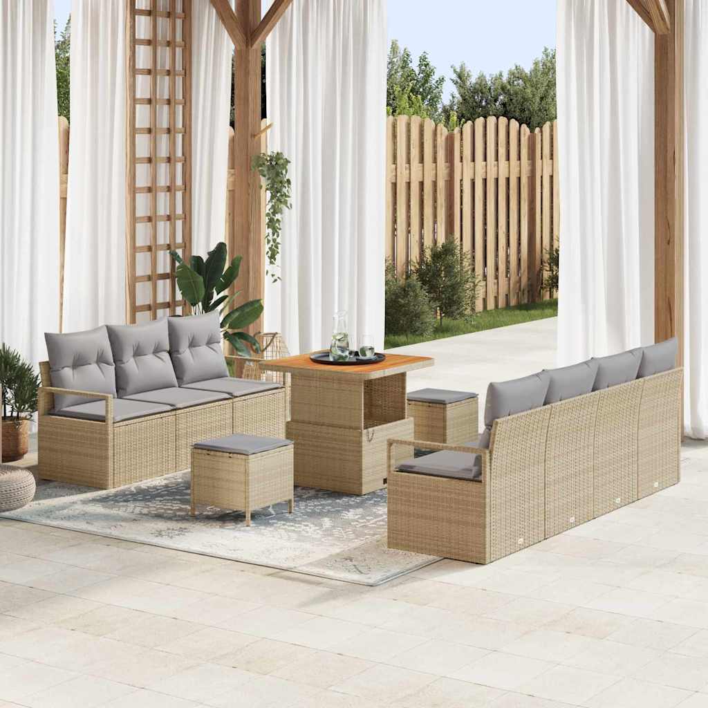 Tuin Sofa Set Met Kussen 10 Pcs Poly Riet