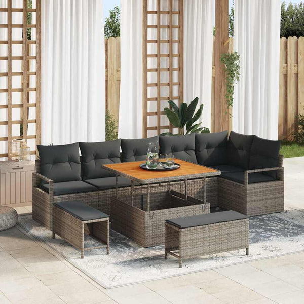 Tuin Sofa Set Met Kussen 9 Pcs Poly Riet