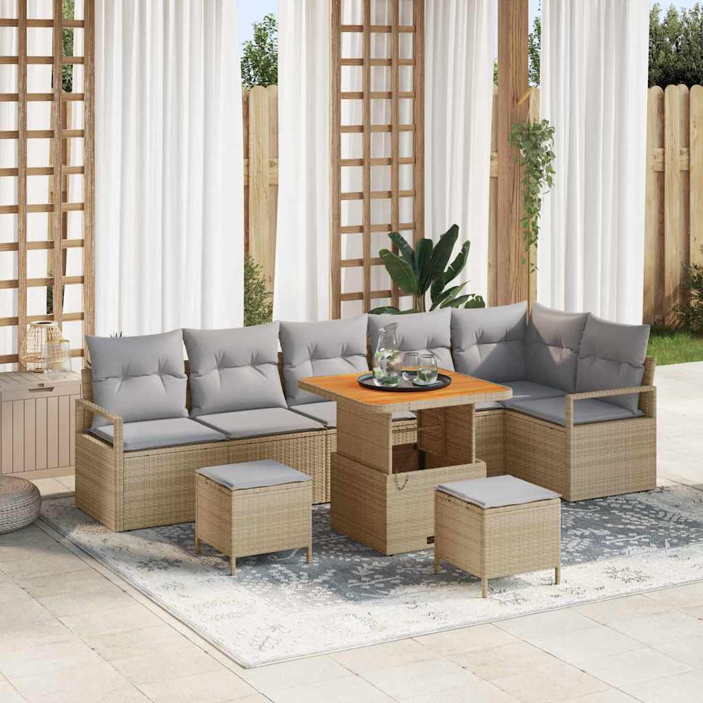 Tuin Sofa Set Met Kussen 9 Pcs Poly Riet