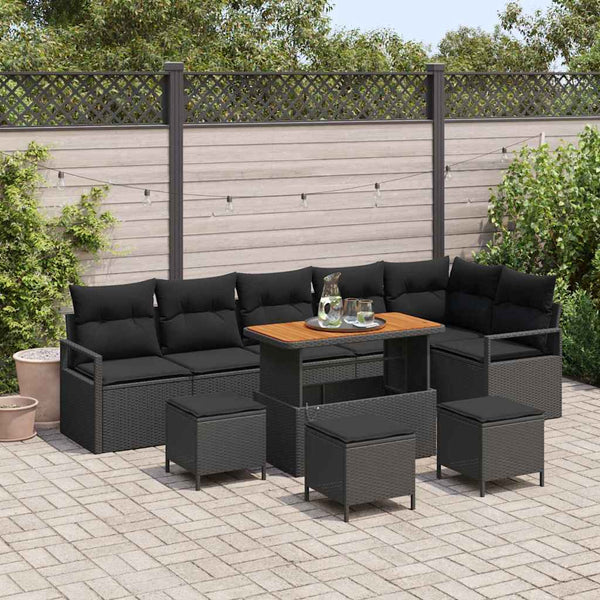 Tuin Sofa Set Met Kussen 9 Pcs Poly Riet