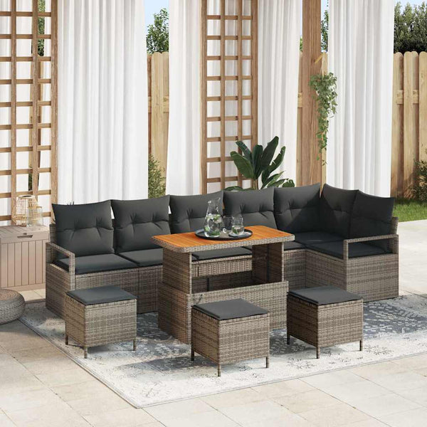 Tuin Sofa Set Met Kussen 9 Pcs Poly Riet