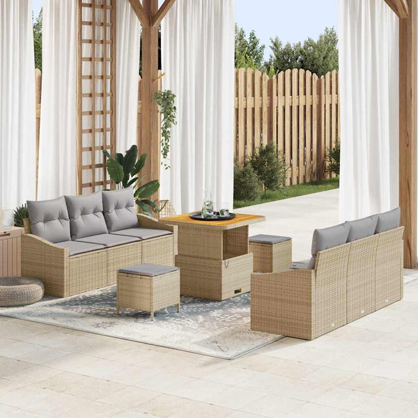 Tuin Sofa Set Met Kussen 9 Pcs Poly Riet