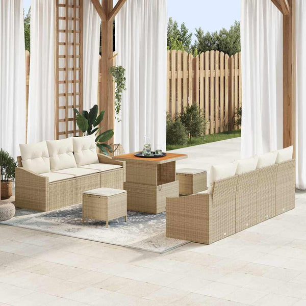 Tuin Sofa Set Met Kussen 10 Pcs Poly Riet