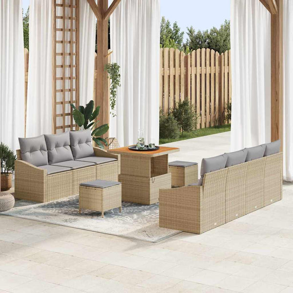 Tuin Sofa Set Met Kussen 10 Pcs Poly Riet