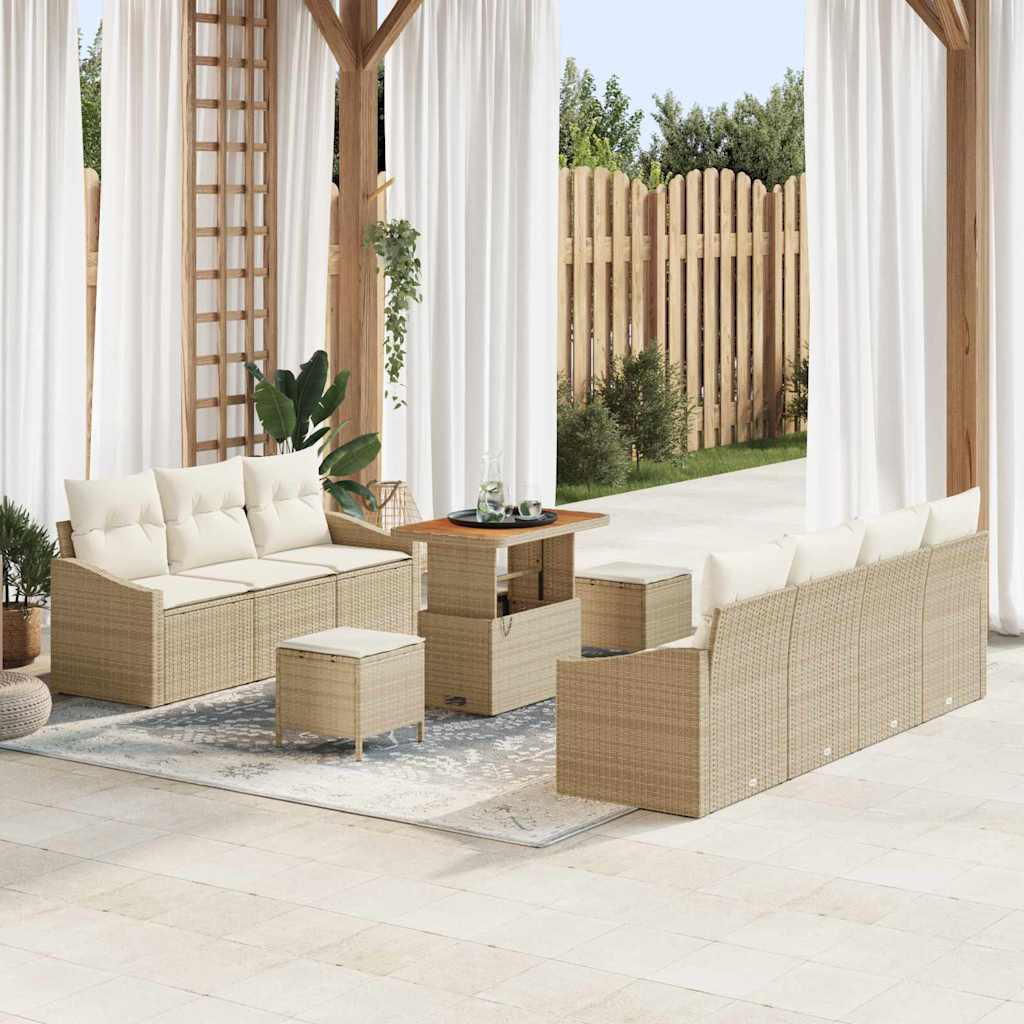 Tuin Sofa Set Met Kussen 10 Pcs Poly Riet