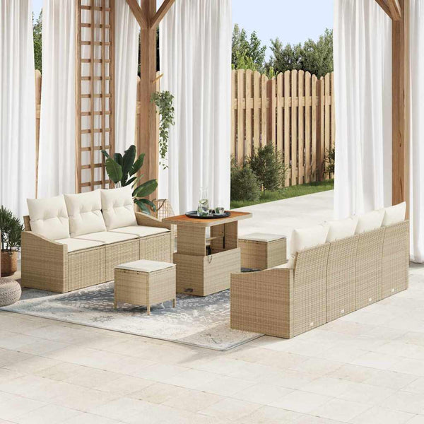 Tuin Sofa Set Met Kussen 10 Pcs Poly Riet