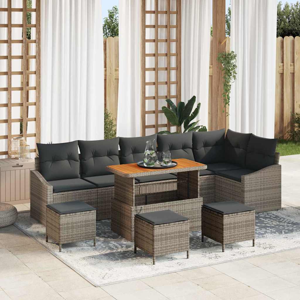 Tuin Sofa Set Met Kussen 9 Pcs Poly Riet