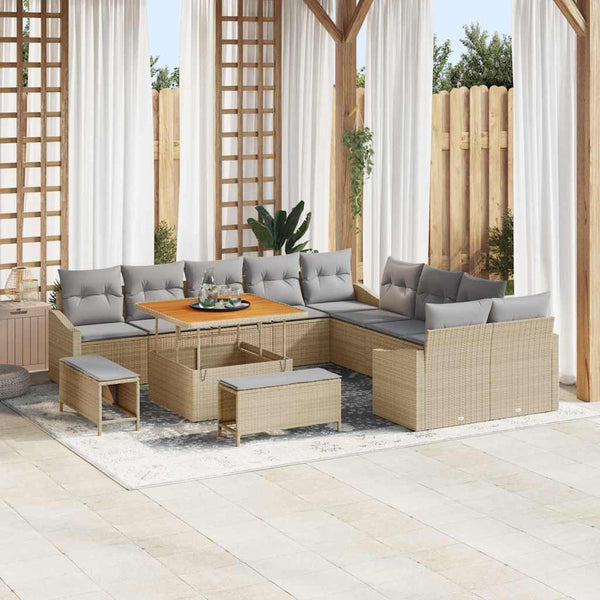 Tuin Sofa Set Met Kussen 13 Pcs Poly Riet