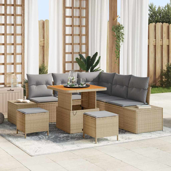 Tuin Sofa Set Met Kussen 8 Pcs Poly Riet